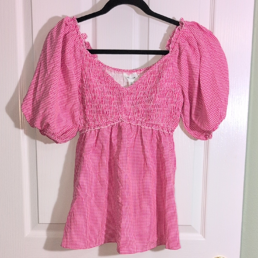 Pink Gingham Women's Top